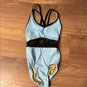 Chic Kids Light Blue and Black lace leotard Child Size Medium